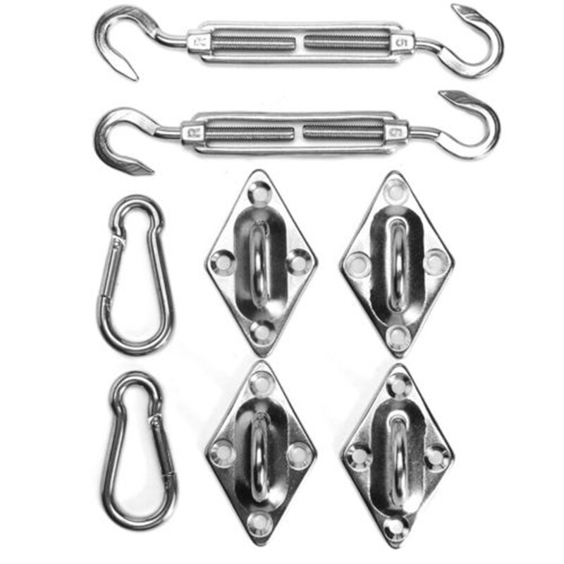 8Pcs Sun Sail Shade Shade Sail Canopy Fixing Fittings Accessory Kit Safety Sun Canopy Stainless Steel Fixing Tools