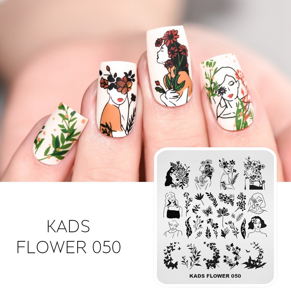Nail Art timbre plaque fleur feuilles léopard impression Image ongles estampage modèle ongle bricolage pochoir plaque pour Nail Art: Flower 050