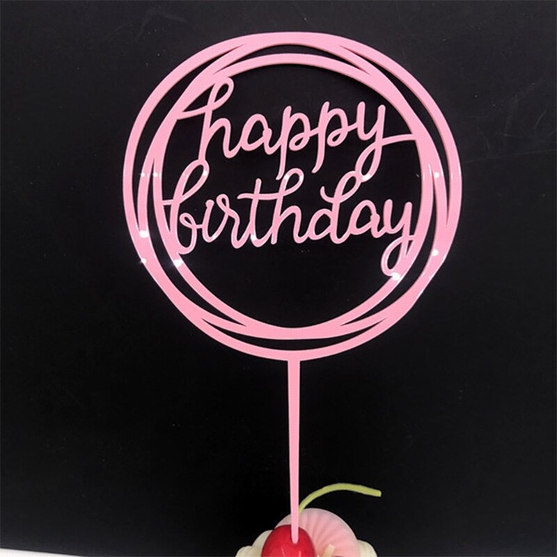 1 pcs acrylic happy birthday love cake topper for birthday cupcake flag baby shower party wedding decoration supplies: G201134