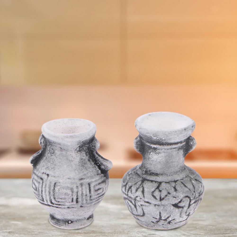 4Pcs Poppenhuis Vaas Miniatuur Handgemaakte Landschap Accessoire Keramische 1/12 Schaal Simulatie Poppenhuis Vaas Voor Tuin Scène