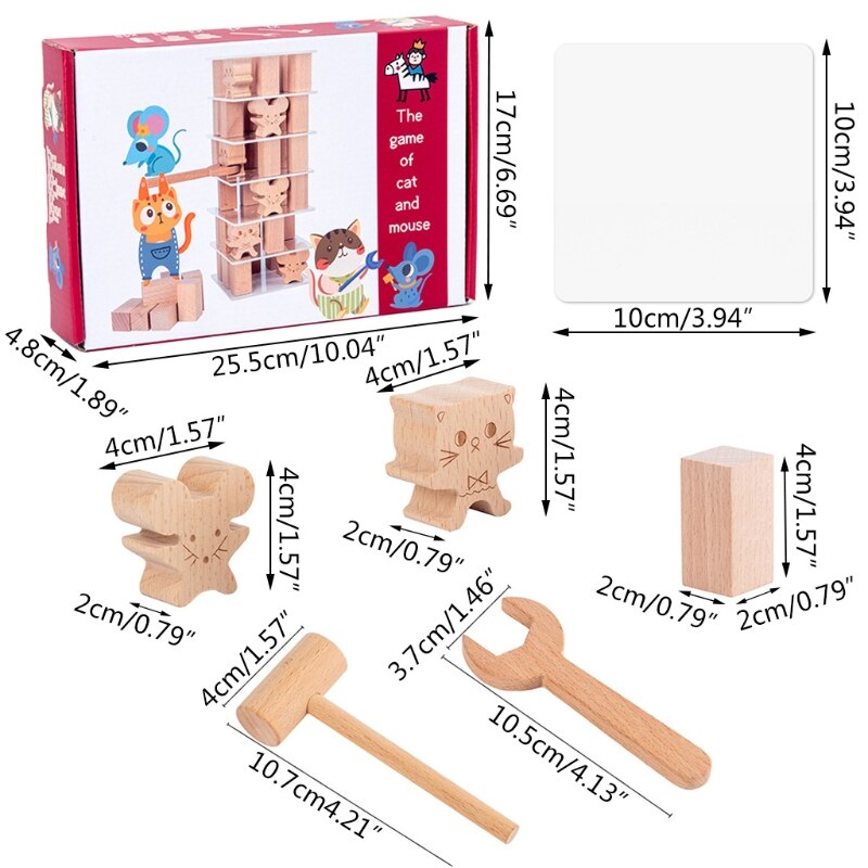 Wooden Cat and Mouse Game Toy Sensory Stacking Blo... – Grandado