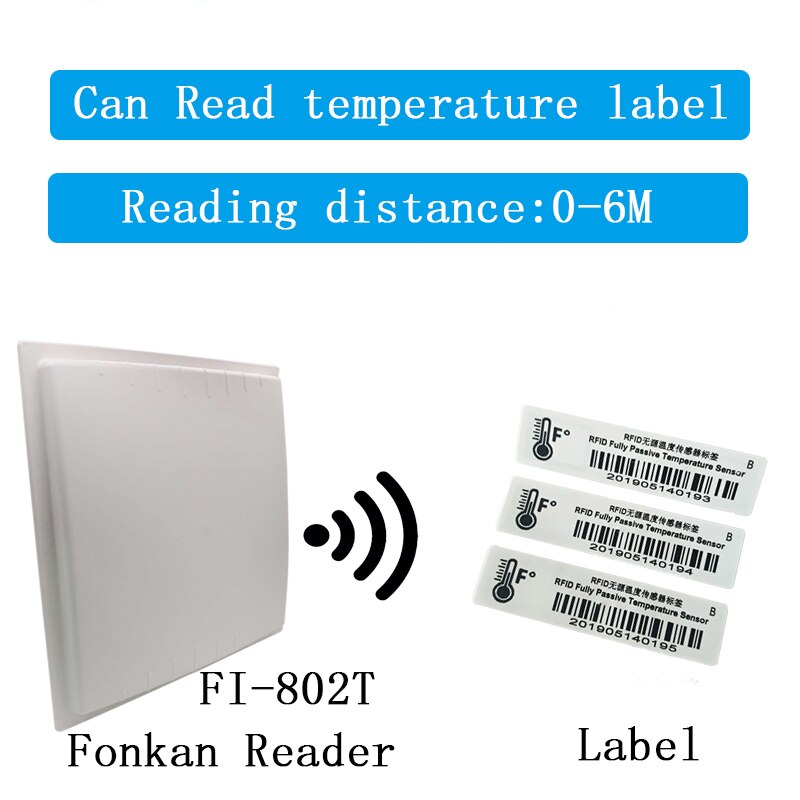 FONKAN 860-960Mhz UHF RFID Fully Passive Temperature Sensor Sticker label Tag for cold-chain logistics 98x24mm