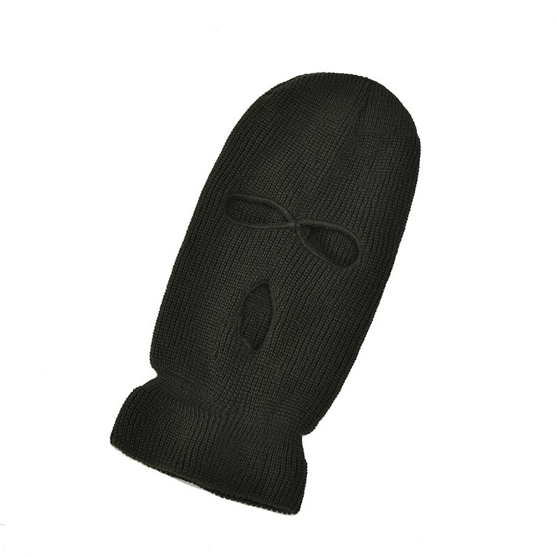 Novel Ski Mask Knitted Face Cover Winter Full Face Mask for Winter Outdoor Sports Winter Three 3 Hole Balaclava Knit Hat: Army green