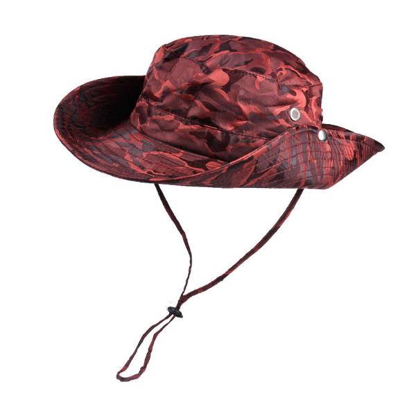 Sombrero de sol XBG-9042 de camuflaje de verano, gorra de pescador, sombrero deportivo para hombres y mujeres, gorro de protección Uv para exteriores, gorra de senderismo: Red 1