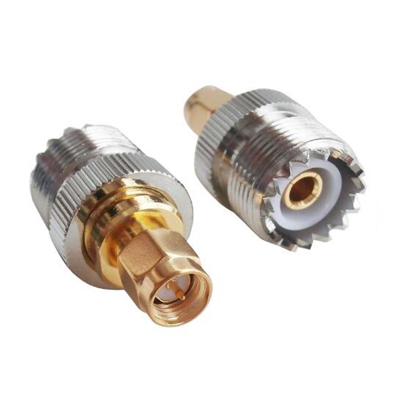 Jxrf Connector 2 Stuks Rf Adapter UHF-SMA Sma Vrouwelijke Mannelijk Naar Uhf Mannelijke PL259 SO239 Connector Rf Coax Coax Adapter: 1X 2PCS