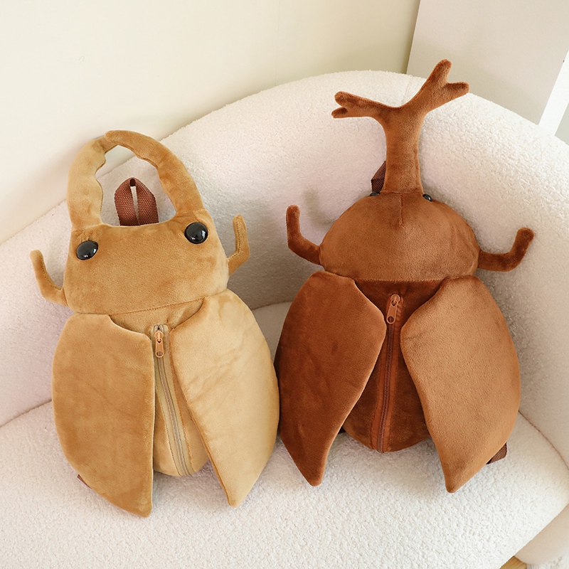 Mochilas de felpa con forma de cigarra y insecto de vaca de las tierras altas, lindas mochilas escolares esponjosas con animales, bolsas suaves Kawaii, de cumpleaños y graduación para niños