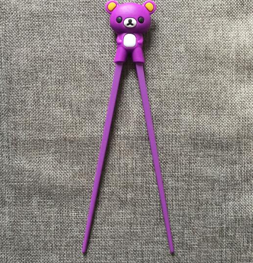 Palillos de entrenamiento y aprendizaje para niños, oso, Panda, gato, multicolor, palillo chino, para principiantes, 1 par: Purple
