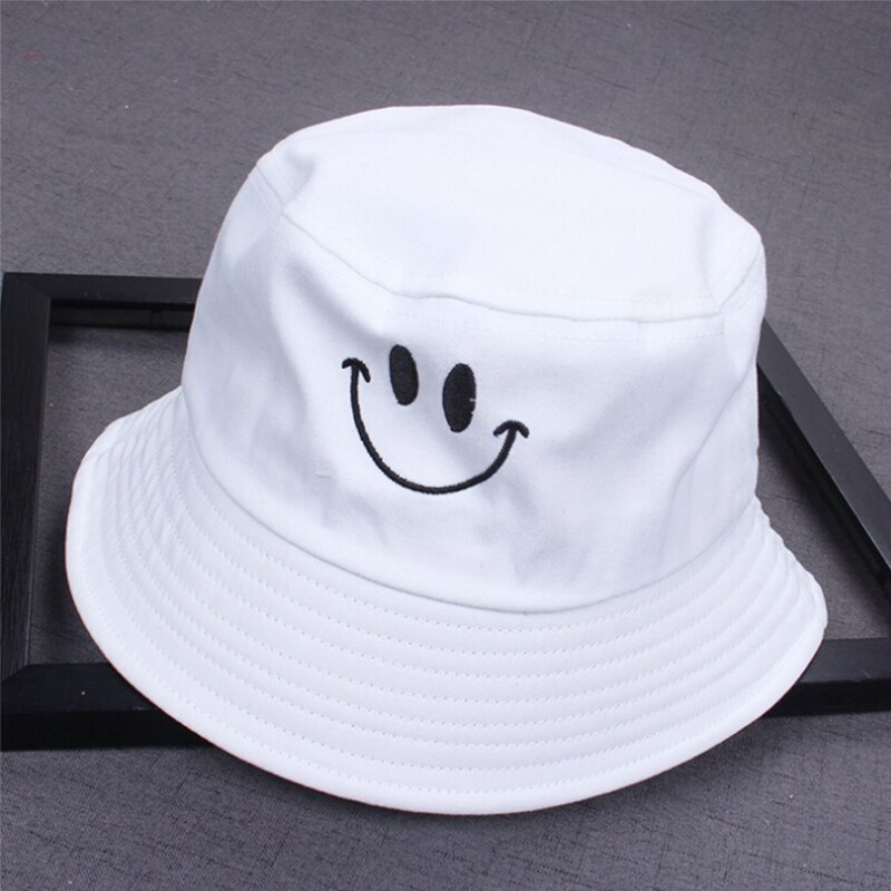 Tryk mænd kvinder fisker hatte par spande hat sommer efterår forår skygge bomuldskasketter dobbeltsidet kan bæres: Smil wt
