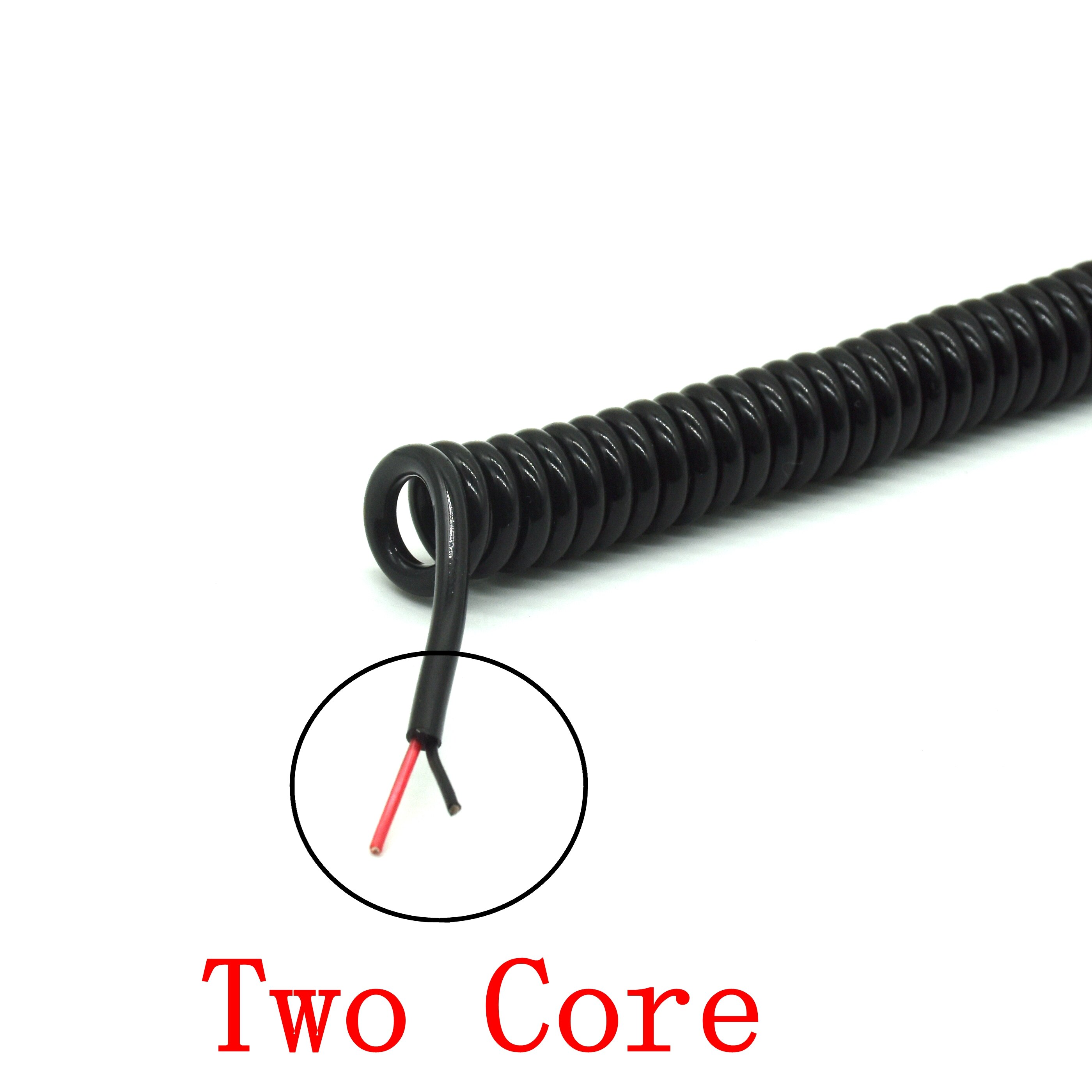 1pcs Diy cable spring curl line usb 4pin line usb 2pin 4 core wire micro mini usb extension data cable 2m 200cm: black / 2m