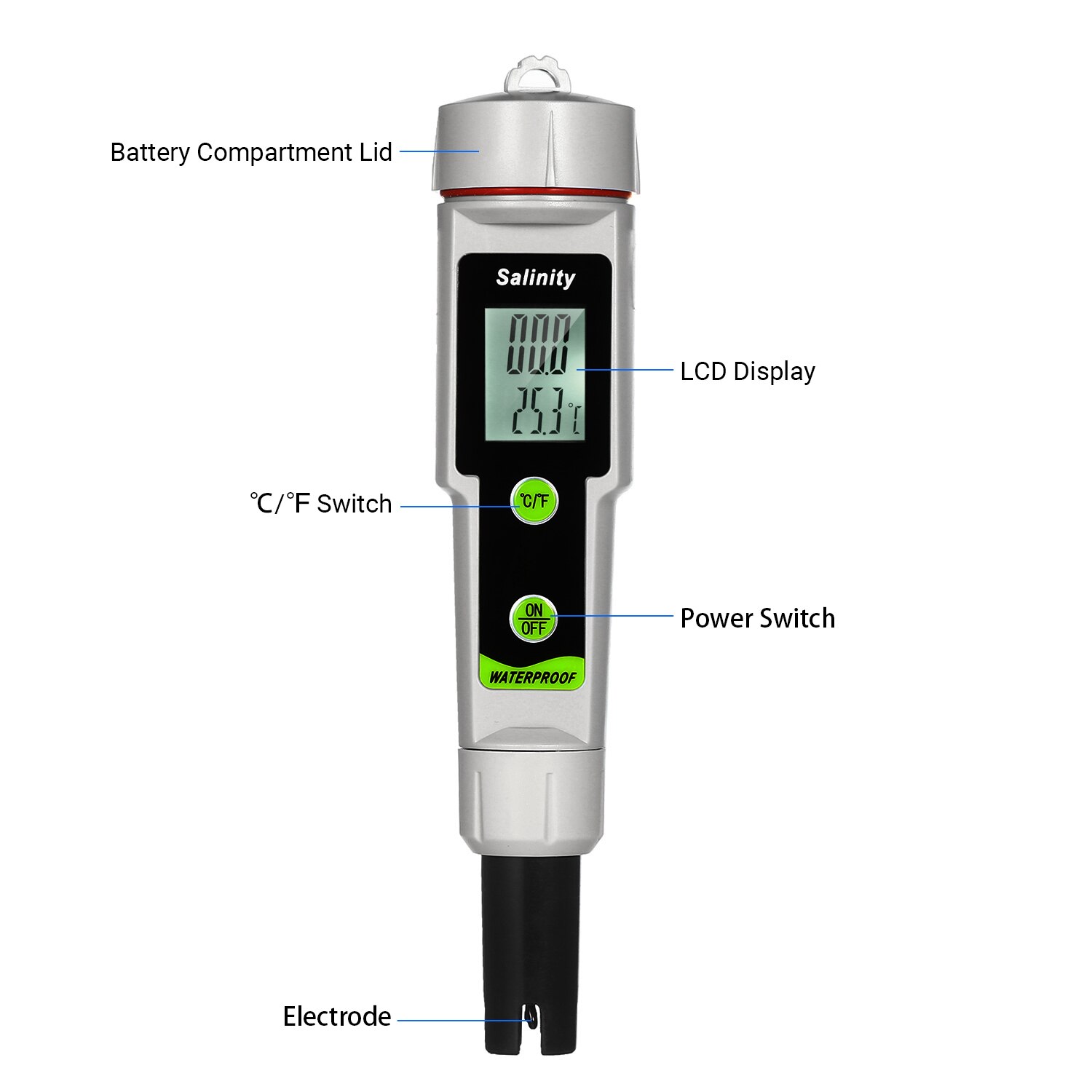 Digital Salinometer Salinity Tester Salt Meter 2in1Temp Salty Testers Marine Salinity Pool Testing Salinometer Temperature Gauge