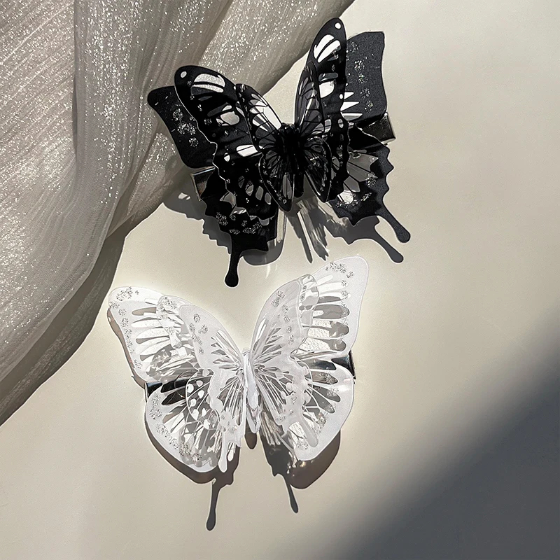 Pinza de pelo de mariposa 3D , pinzas para el cabello con forma de mariposa móvil, horquilla decorativa para el cabello dulce para niñas, diadema, accesorios para el cabello: Amarillo