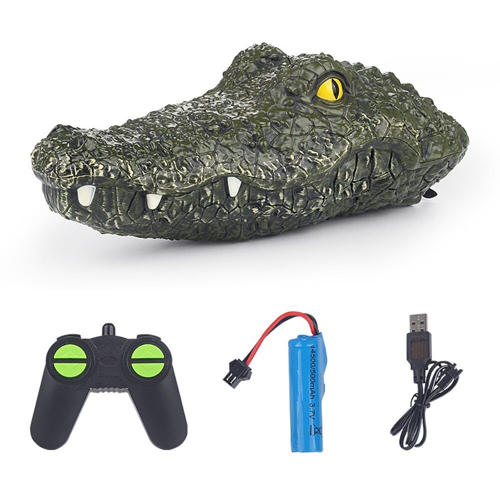Tête de Crocodile radiocommandée 2.4G à 4 canaux, Simulation de bateau, jouet électrique amusant, blague, modèle de bateau: Rechargeable
