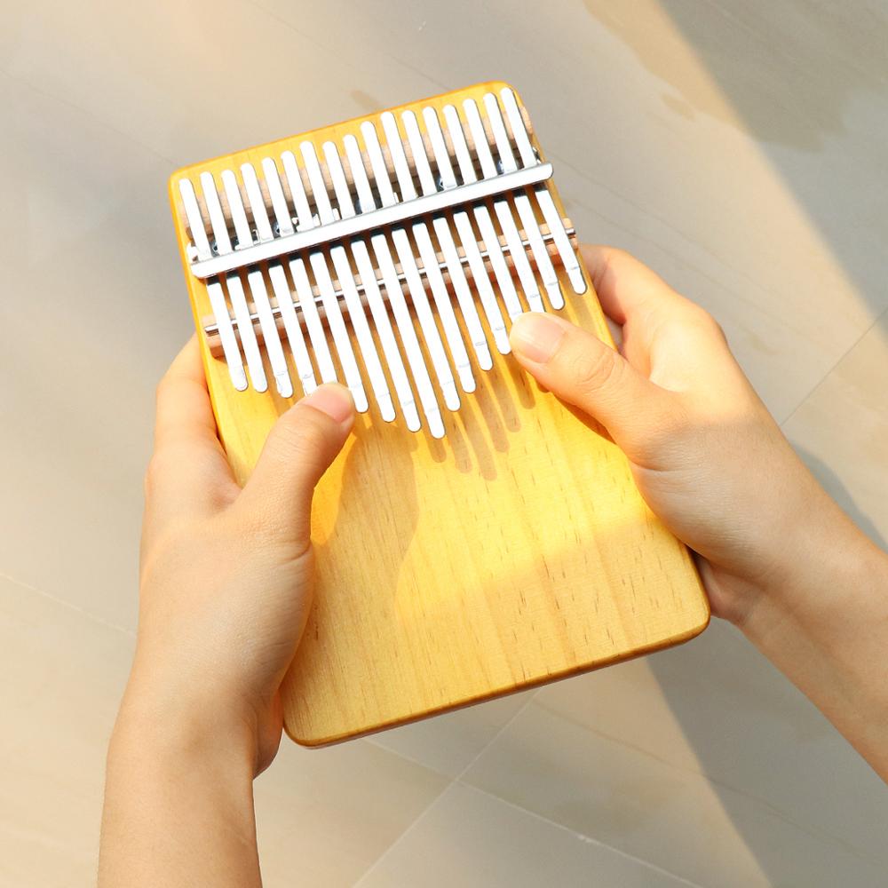 17 Key Thumb Piano Vinger Piano Kalimba Single Board Grenen Mbira Mini Toetsenbord Muziekinstrument Met Tuning Hamer: Dark Wood