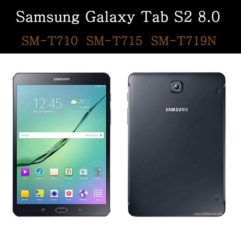 Étui pour tablette Samsung Galaxy Tab S2 8.0 SM-T710 SM-T715, Coque de protection à rabat avec Film en verre trempé