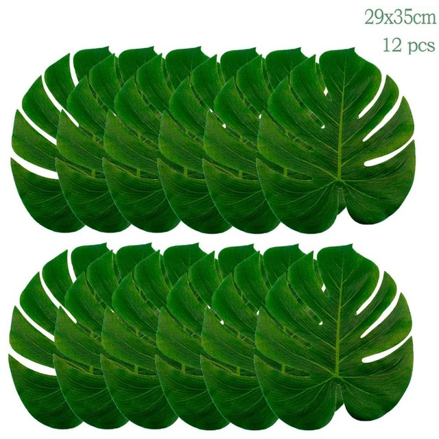 8Guests Hawaii Turtle Leaf Paper Plates Hawaiian Tropical Aloha Summer Party Decor Happy Jungle Safari Birthday Party Leaf Plate: Gold