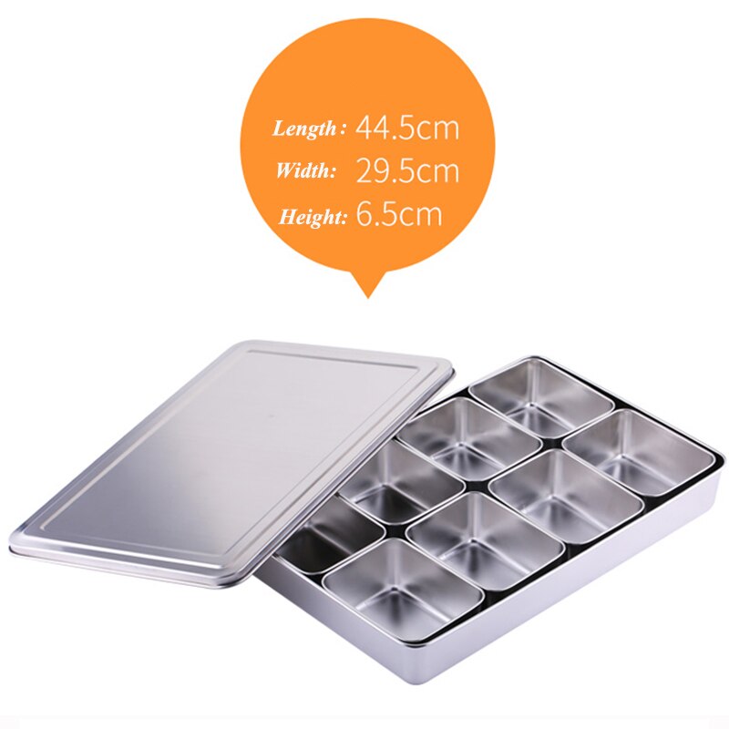 Kitchen Stainless Steel Square Seasoning Box with Lid Plastic Material Seasoning MSG Pepper Covered Salt Tank WJ903