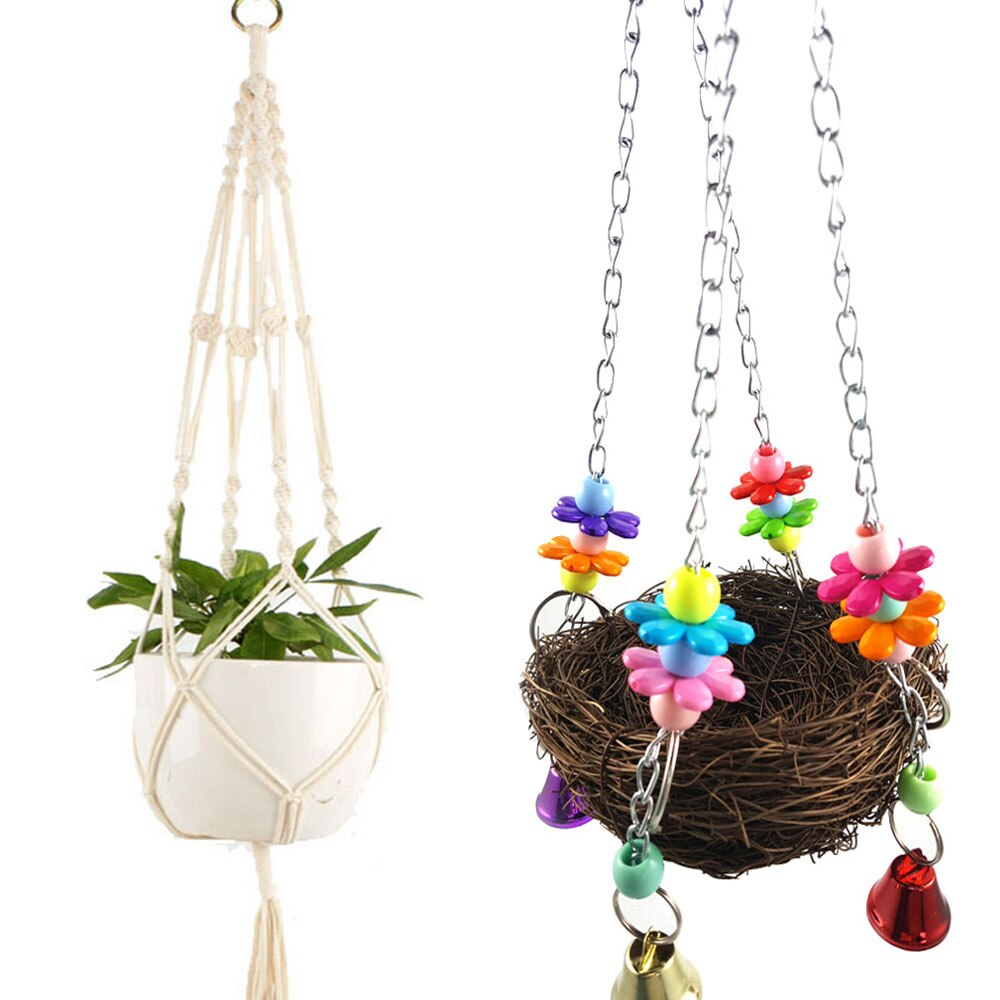 Macrame Hanging Basket Pots Macrame Wall Hanging Planter Plant Hanger Indoor Outdoor For Flower Garden Decoration&amp; Rattan Basket