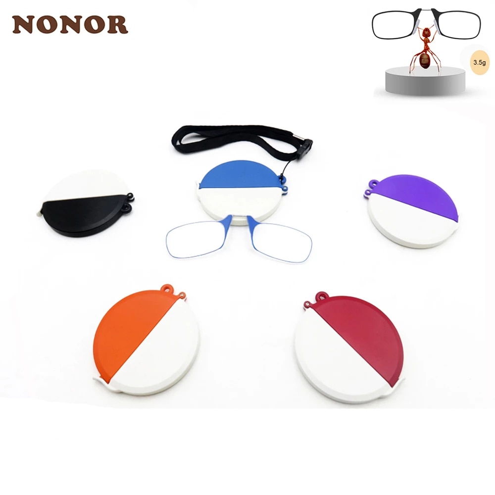 Nonor Mannen Leesbril Hals Opknoping Glazen Mini Neus Clip Op Reader Rimless Portemonnee Vergrootglas Presbyopie Eyewear Met Case