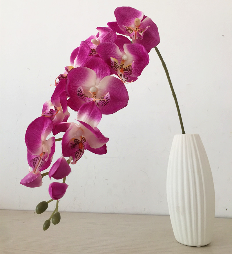 10p phalaenopsis orkide blomster 78cm kunstige simulerings orkideer hvit/rosa/fuchsia/lilla/grønn/blå farger for bryllupsblomst: Lilla