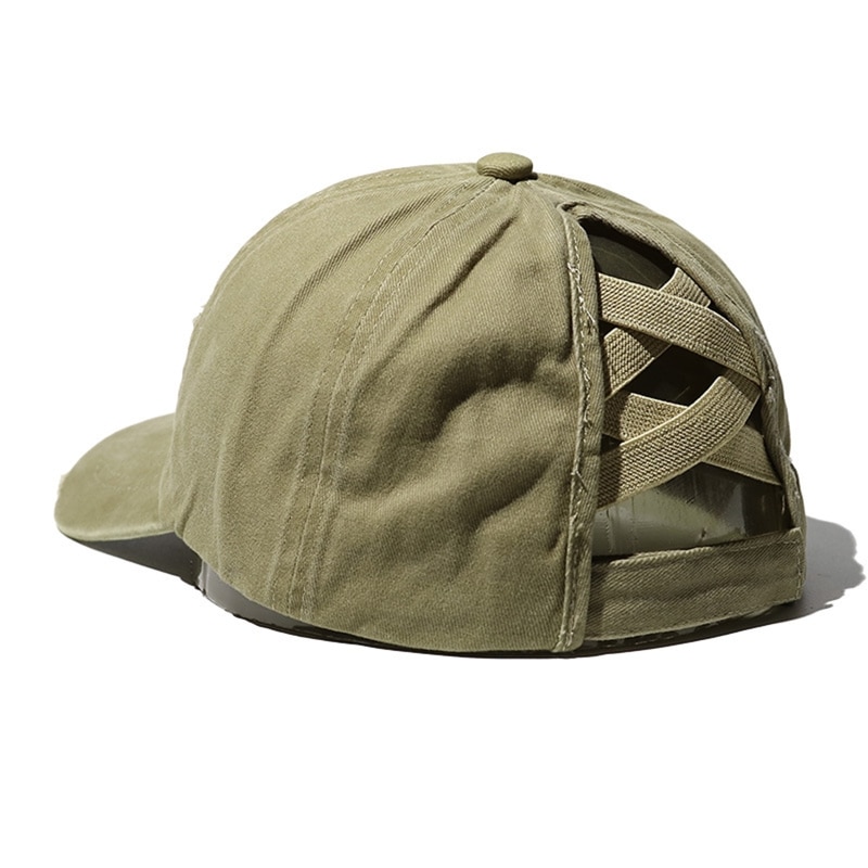 Casquette de Baseball délavée et déchirée pour femmes, motif camouflage léopard, motif croisé, queue de cheval, haut chignon en désordre, protection solaire, chapeau de camionneur