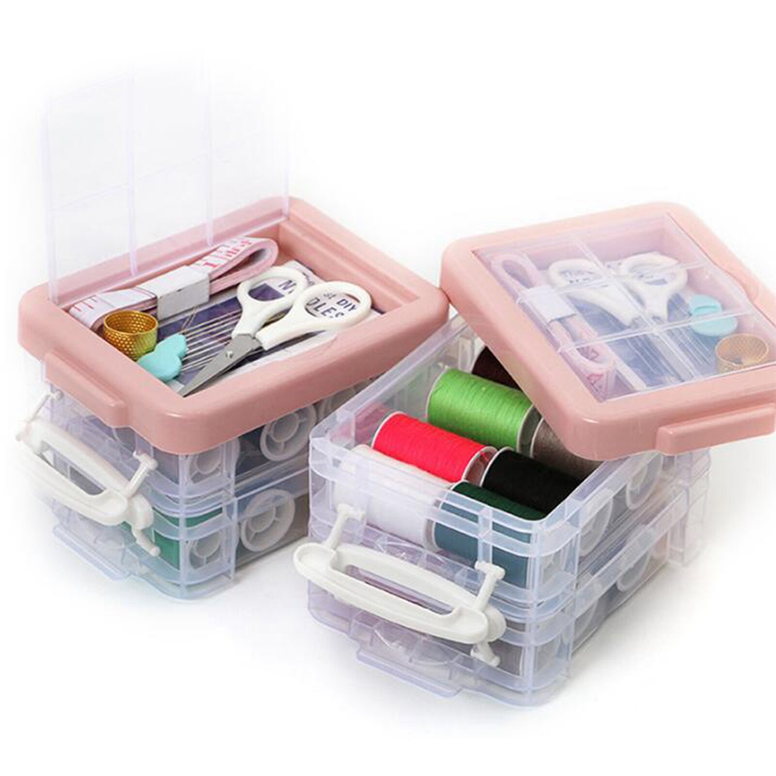 Plastic Bobbin Storage Box Sewing Thread Container Art Craft Organizer A