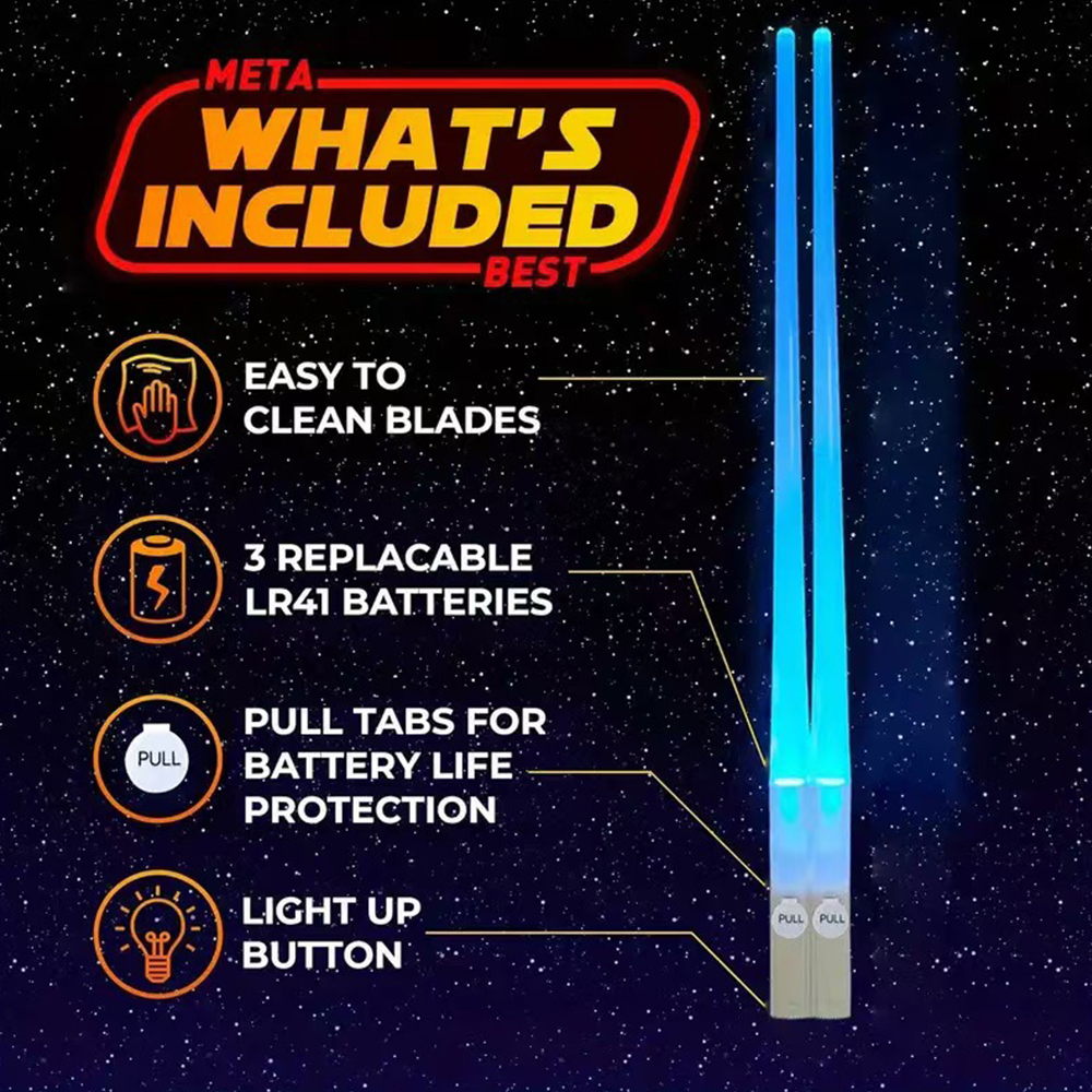 1Pair LED Lightsaber Luminous Chopsticks Detachable Washable Reusable BPA Free Tableware For Kitchen Dinner StarWar Theme Party
