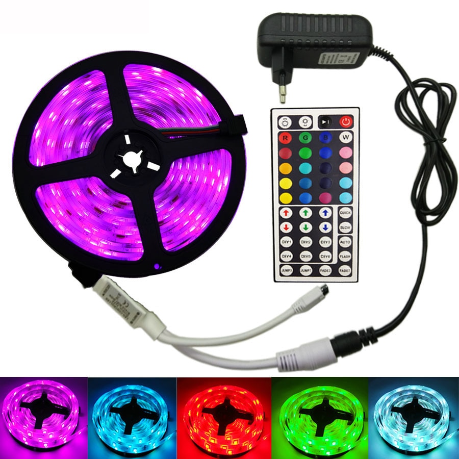 5050 Led Strip 5M 10M LED Strip Light Non Waterproof led ribbon 15M 20M rgb led diode tape Controller power adapter for TV Home
