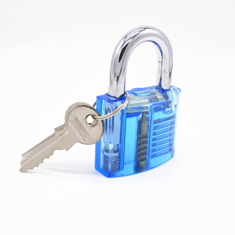 Hand Tools Transparent Visible Pick Cutaway Practice Padlock Lock With Broken Key Remove Hook Hardware Locksmith Wrench Tool: only blue padlock