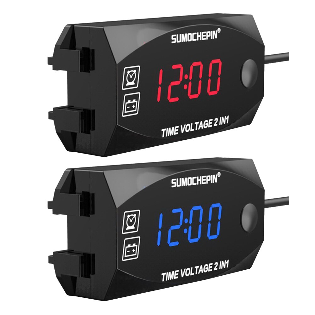Termómetro Digital multifunción para motocicleta, voltímetro, pantalla LED, impermeable IP67, para coche y barco, DC 6V-30V, 2 en 1