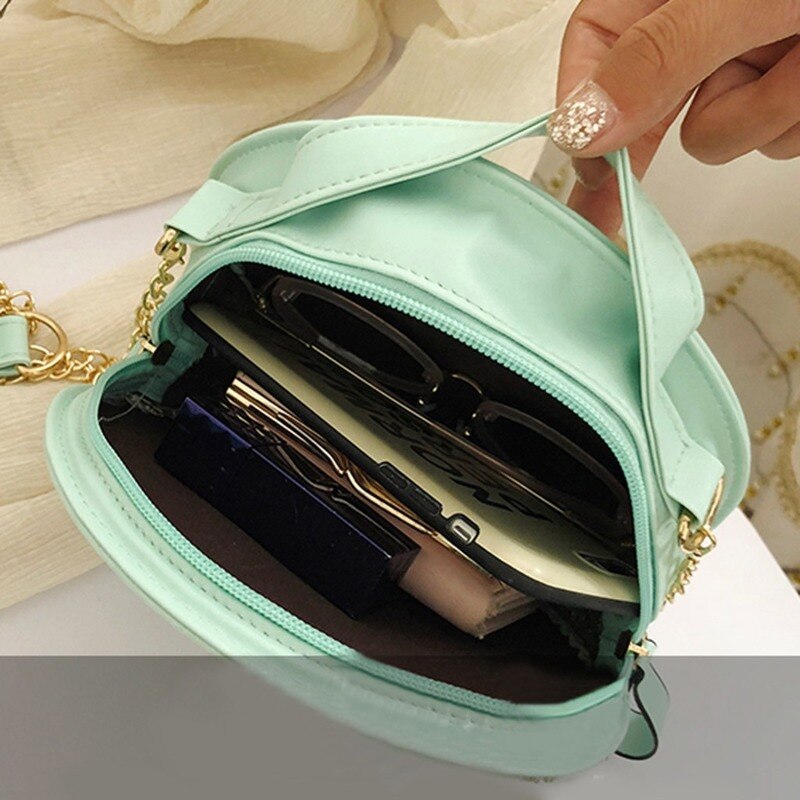 Süße Spitze Runde Handtaschen PU Leder Frauen Umhängetaschen Weibliche Kleine Frische Blume Kette Schulter Weiß
