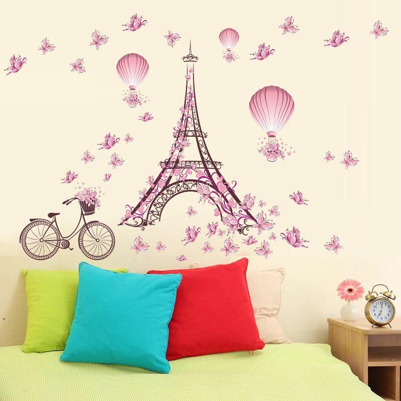 Decorative Wall Stickers Self-Adhesive Removable Peel and Stick Wallpaper Decal Applique Background: pink  Tower