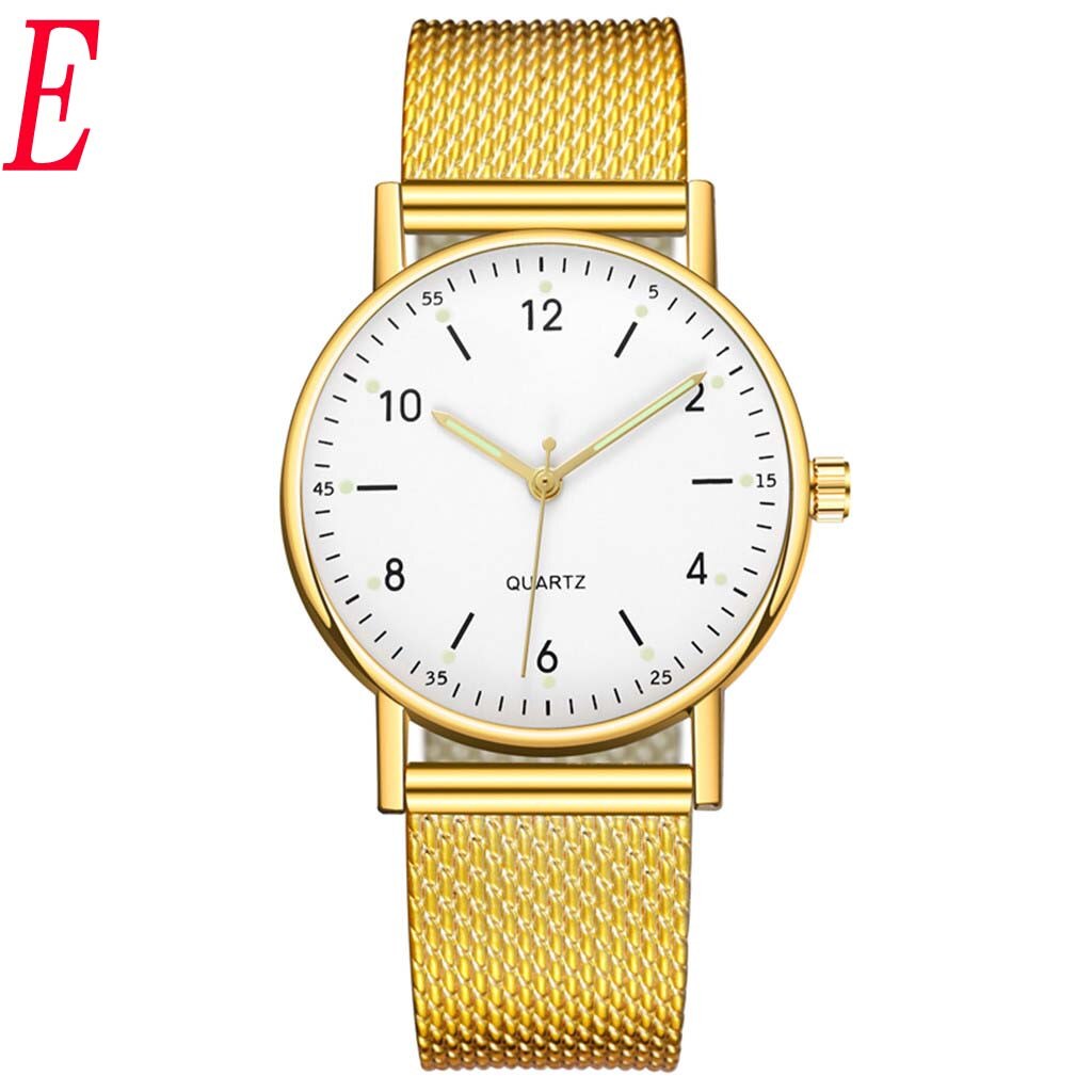 Luxe Horloges Roestvrij Staal Quartz Horloge Dames High-End Quartz Horloge Roestvrij Staal Lichtgevende Wijzerplaat Leisure Horloge: E