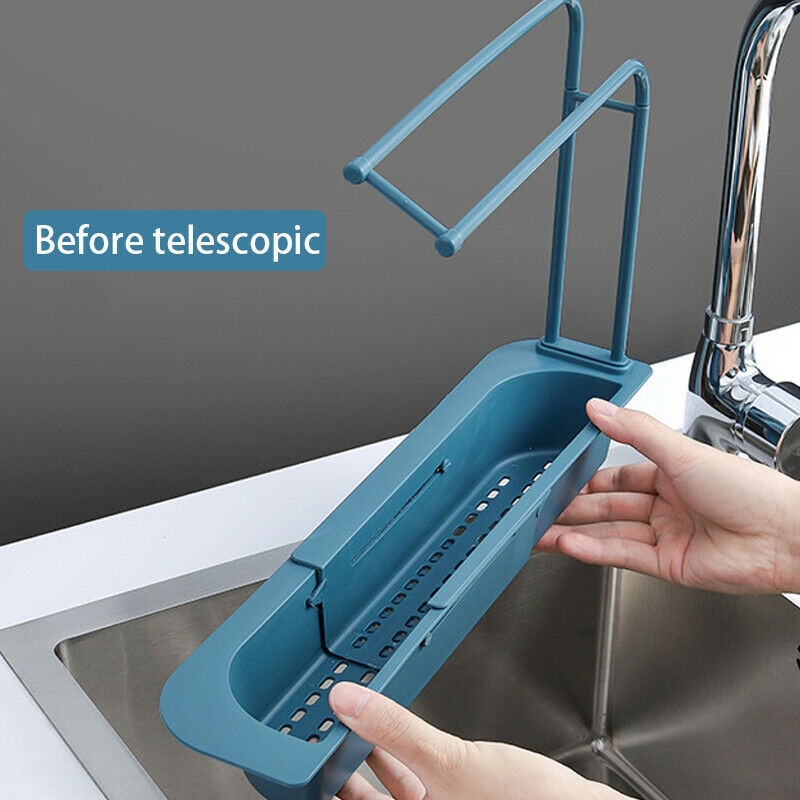 Teleskopisk holder til vaskeholder udvidelig opbevaring afløbskurv køkken husholdningsjustering afløbskurv til køkkenudstyr til hjemmet