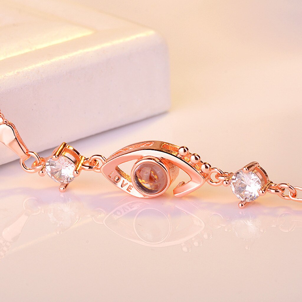 Gold Armbinde Mädchen Neue 100 Sprachen ICH Liebe Sie Valentinstag Speicher Projektion Armbänder Weihnachten: F