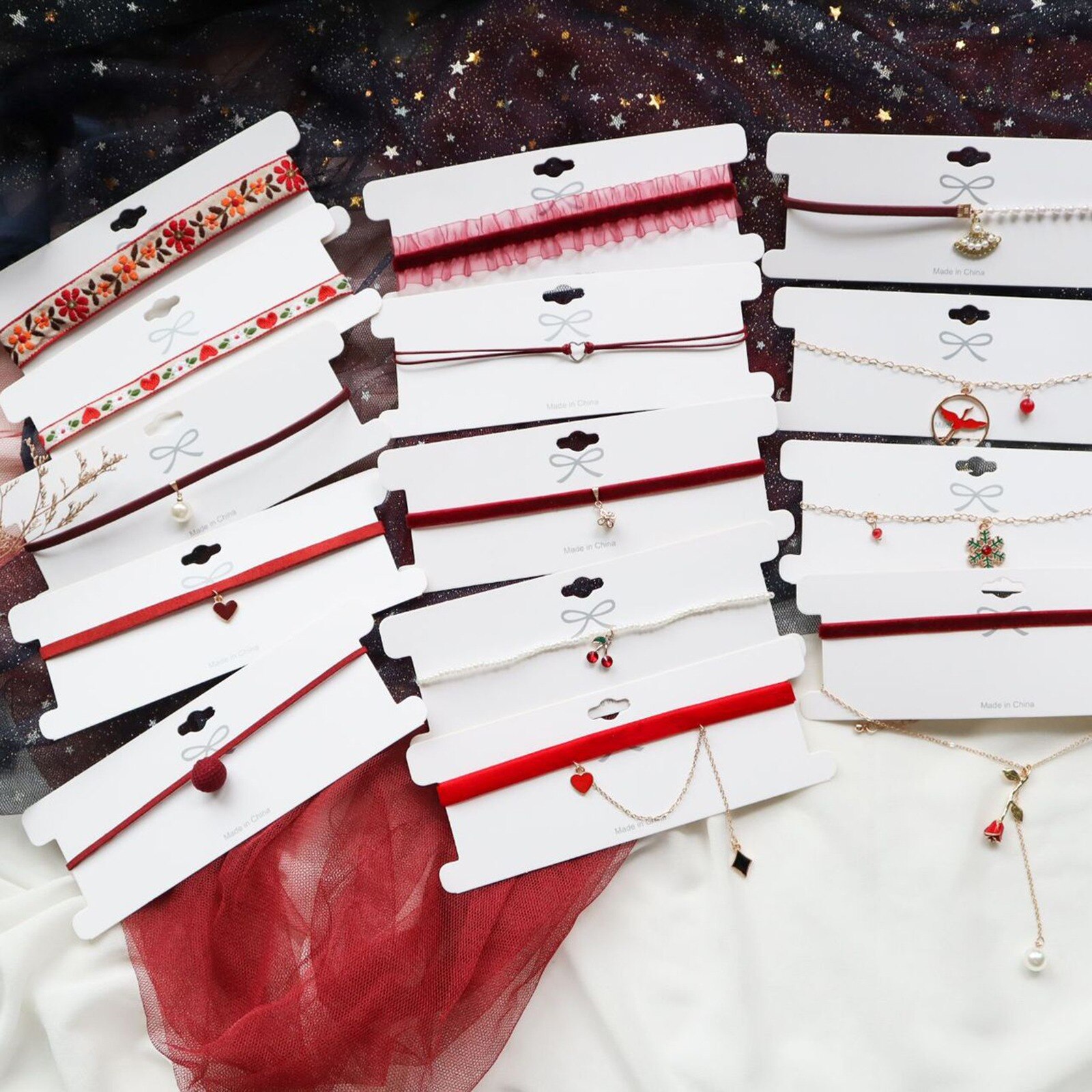 Doreen Box Velvet Choker Necklace Wine Red Rose Flower Crane Pendants Women Collar Chains Party Club Girls Jewelry,1PC