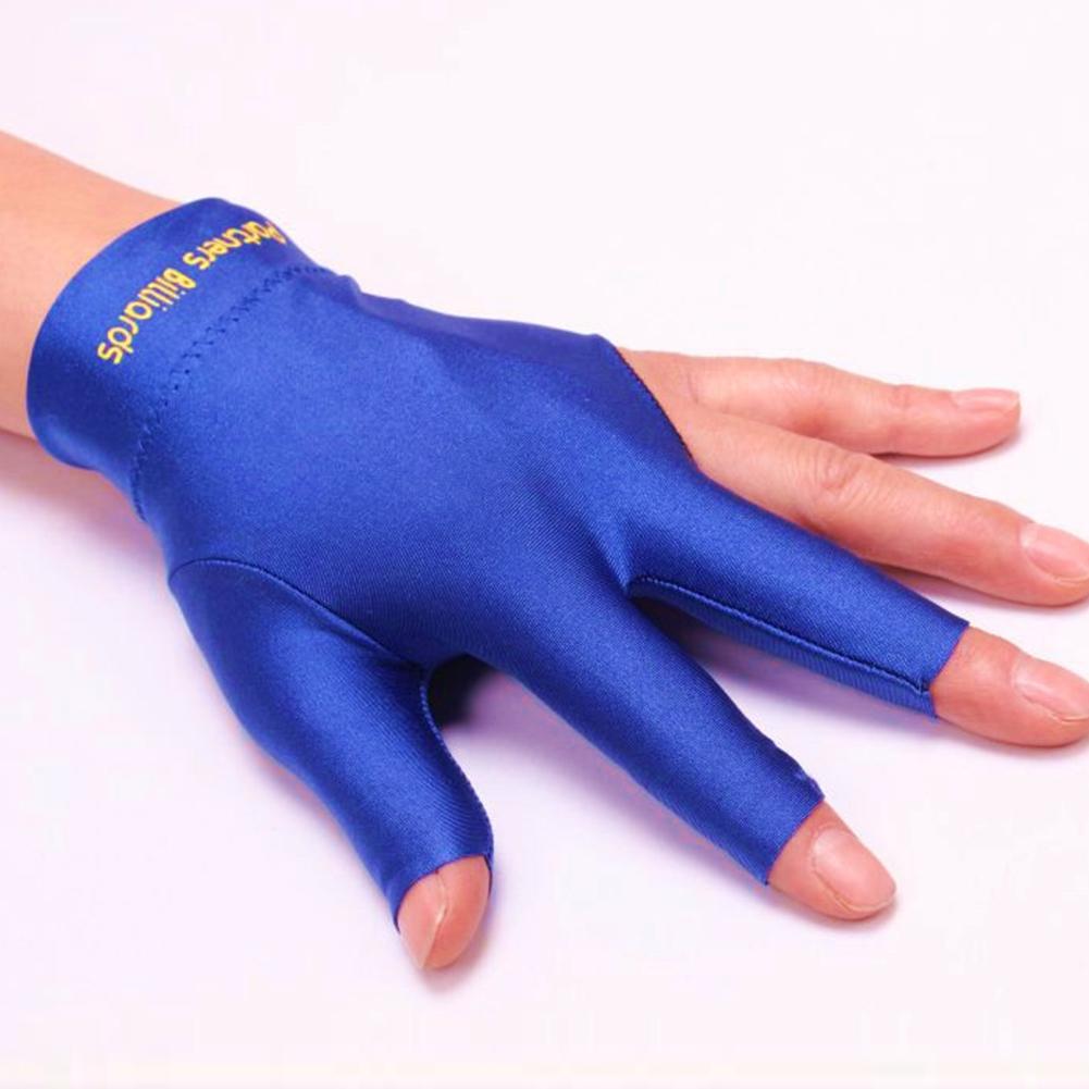 Unisex luvas de bilhar de três dedos cor sólida lycra tecido elastano snooker especial luvas de bilhar equipamento de jogo de bilhar: Blue