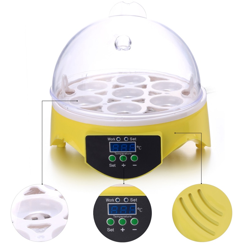 HHD 7 Eggs Incubator Machine 110V/220V Automatic Digital Mini Egg Incubator Adjustable Temperature Hatchery Brooder for Chickens