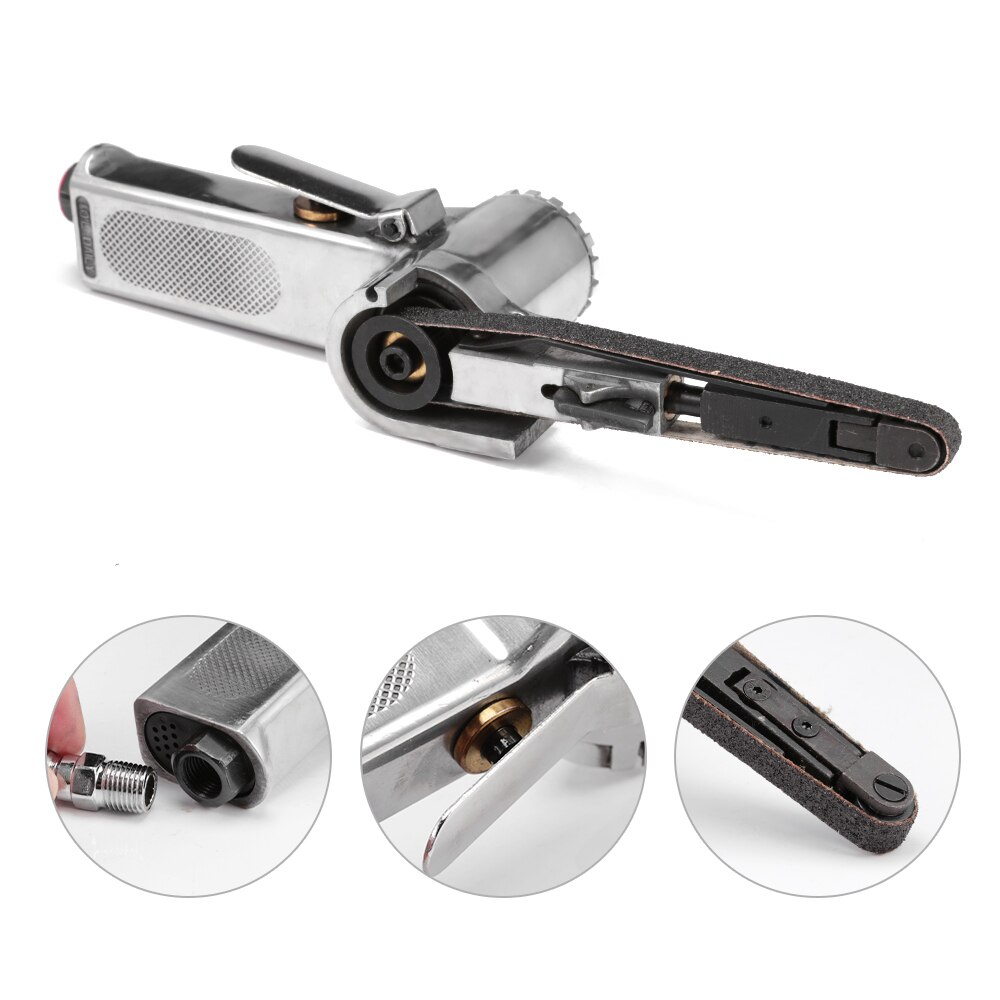 3/8" Air Belt Sander Precision Polishing Tool Abrasive Grinding Machine 2 Sanding Belts Air Compressor Sanding Pneumatic Tool