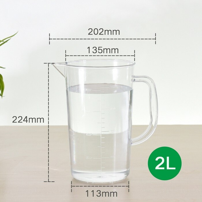 Vaso medidor de plástico irrompible para medir líquidos, jarra, contenedor de taza, herramienta de medición de laboratorio duradera: 2 liter