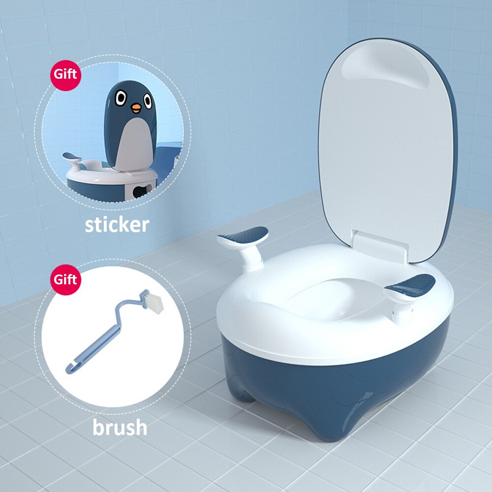 Draagbare Breder Kinderpotje Wc Zetel Zachte Kinderen Potty Kind Pot Training Kids Stoel Wc-bril Veilig Pp Materiaal: Penguin Blue