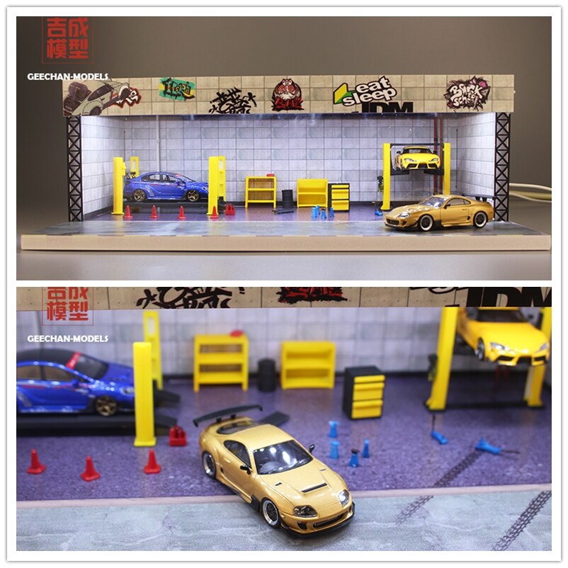 GEECHAN-MODEL 1:64 Display Cabinet Mpower/Fast Furious/JDM/Nismo/Koenigsegg: J.JDM