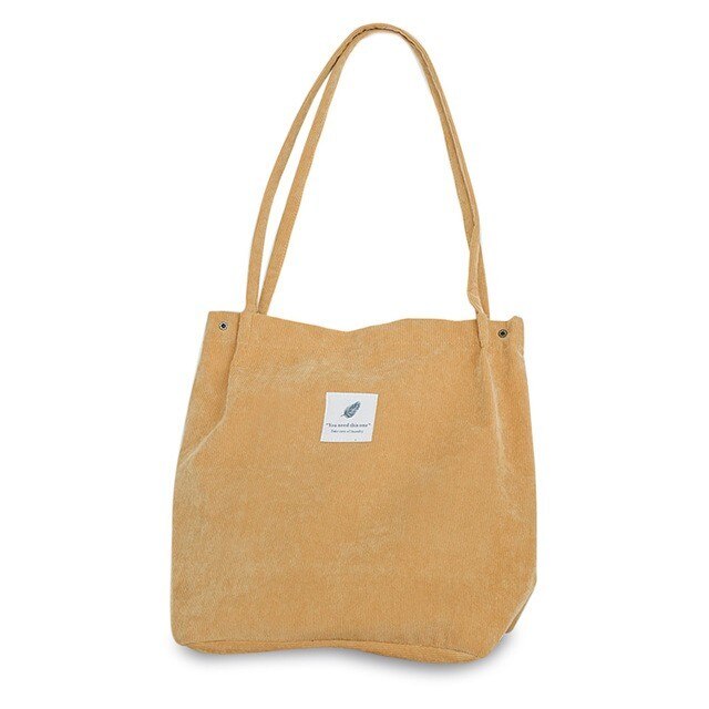 Neue Schulter Tasche Weibliche Hohe Kapazität Frauen Cord Tote Damen Casual dame Tasche Faltbare Mehrweg Einkaufs Strand Tasche: Yellow