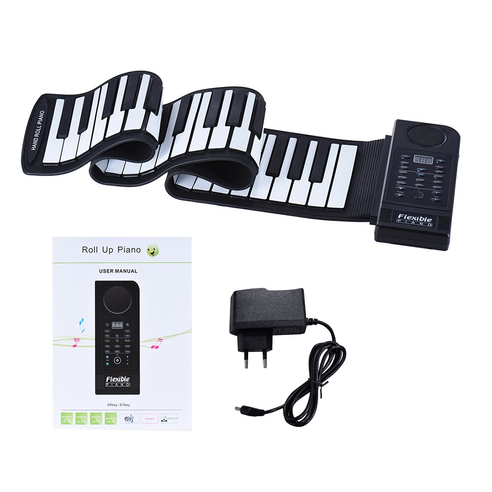 Flexibele piano 61 toetsen elektronische piano toetsenbord siliconen oprolbare piano sustain functie met luidspreker