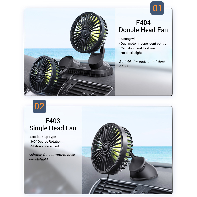Dual Head Car Fans for Dashboard Air Circulation Fans 12V-24V with Fragrance Three Speeds Cooling High Airflow Fan in Summer