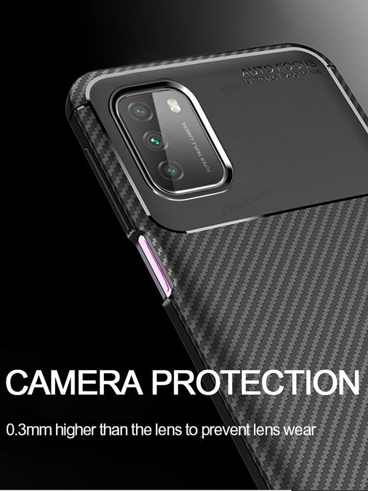 For Xiaomi Mi POCO M3 Case Ebaicase Original Carbon Fiber Soft TPU Shockproof Cover For Xiaomi Mi POCO X3 NFC Pocophone M3 Case