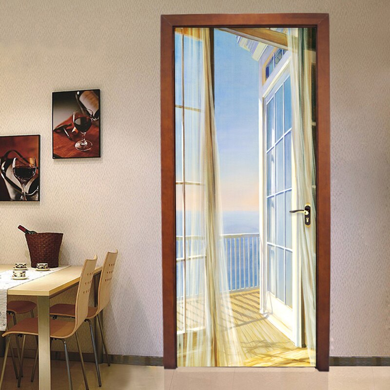 Sticker On The Door Self Adhesive Scenery Wallpaper Diy Print Picture Wall Art Home Decoration Mural Wardrobe Renovation Decal
