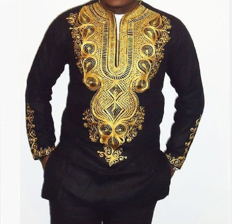 Afrika Kleidung afrikanisch Dashiki Traditionellen Dashiki max Mann Hemd Neue Ethnische Gedruckt Lange Hülse Hemd Hemd Homme: M