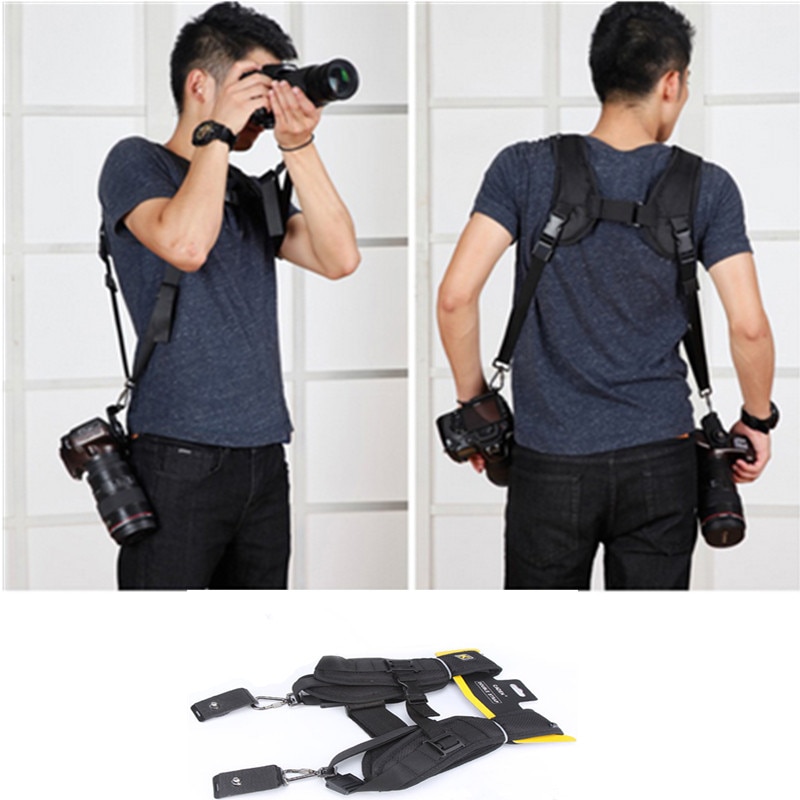 Zwarte Professionele Rapid Camera Dubbele Schouder Sling Strap Voor SLR DSLR Voor Canon Nikon Sony Camera