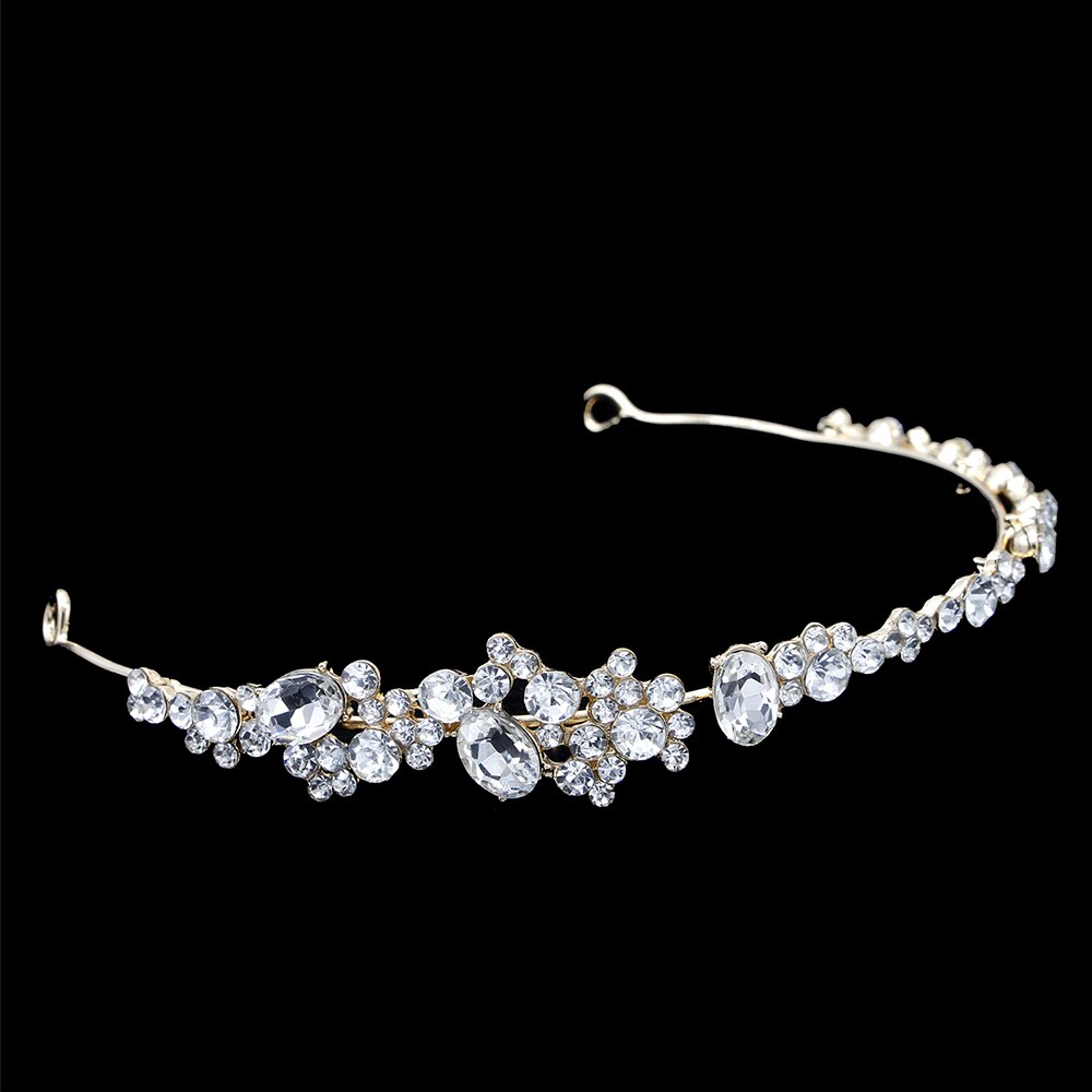 Diadema de cristal de diamantes de imitación corona novia dama de honor tocado accesorios de vestido de novia Tiara para la cabeza pieza adornos para el cabello: De oro y de color