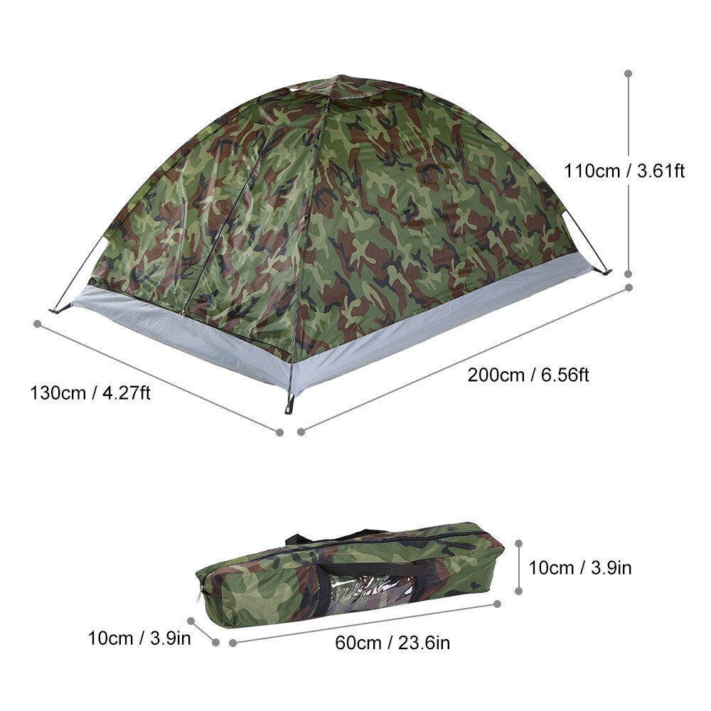 TOMSHOO-tienda de campaña impermeable para 2 personas, 200x130x110cm, pu1000 mm, tela de poliéster, una sola capa, para acampar al aire libre y senderismo: 2 Person Camouflage